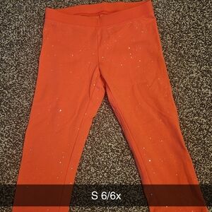 Girls' Sparkle Orange Capri Leggings - Comfortable Everyday Bottoms